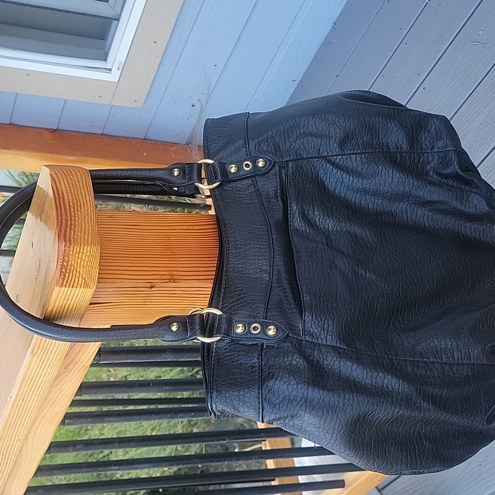 Juicy Couture Elegant Black Pebble Texture Leather, Blue Inside Shoulder Bag. - Picture 11 of 12